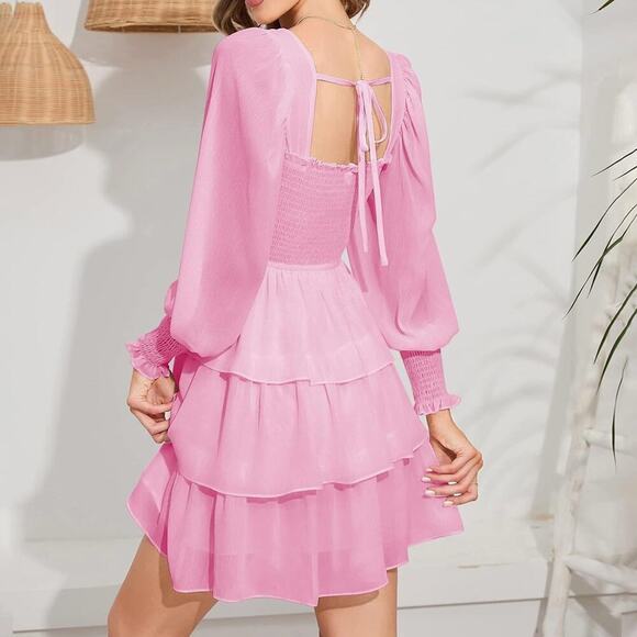 Pink Ruffle Layered Dress XS - Picture 2 of 5